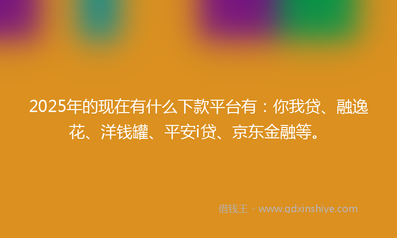 2025年的现在有什么下款平台有：你我贷、融逸花、洋钱罐、平安i贷、京东金融等。