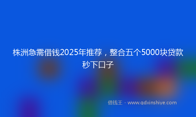 株洲急需借钱2025年推荐，整合五个5000块贷款秒下口子