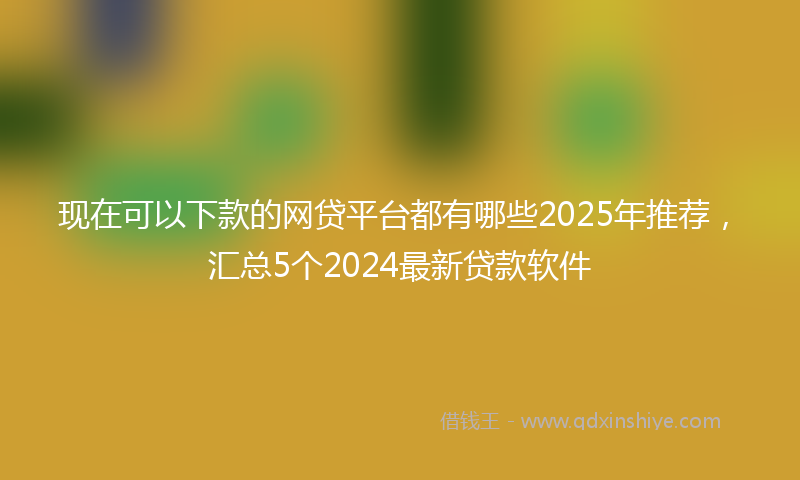 现在可以下款的网贷平台都有哪些2025年推荐，汇总5个2024最新贷款软件