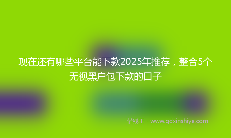 现在还有哪些平台能下款2025年推荐，整合5个无视黑户包下款的口子