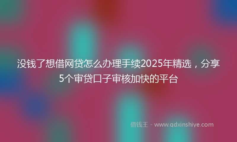 没钱了想借网贷怎么办理手续2025年精选，分享5个审贷口子审核加快的平台