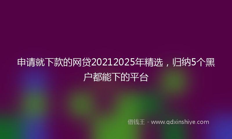 申请就下款的网贷20212025年精选，归纳5个黑户都能下的平台