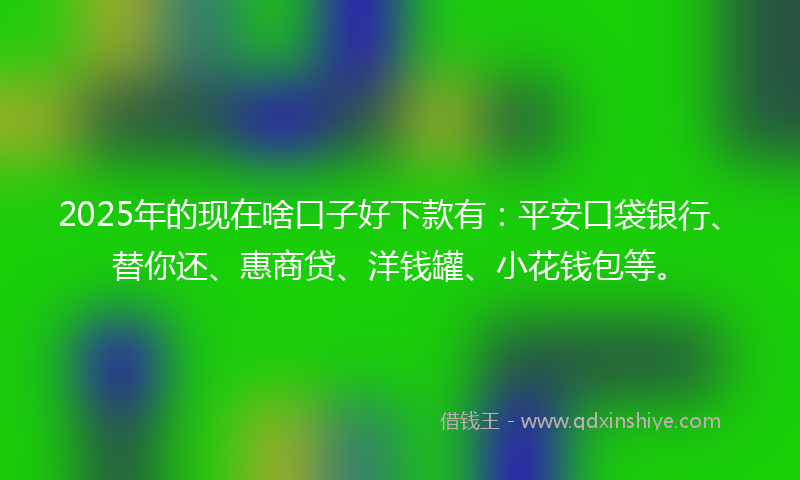 2025年的现在啥口子好下款有：平安口袋银行、替你还、惠商贷、洋钱罐、小花钱包等。