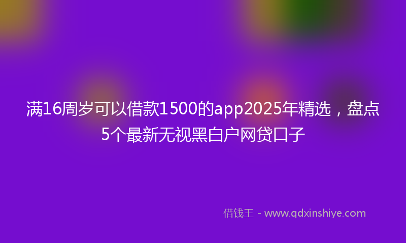 满16周岁可以借款1500的app2025年精选，盘点5个最新无视黑白户网贷口子