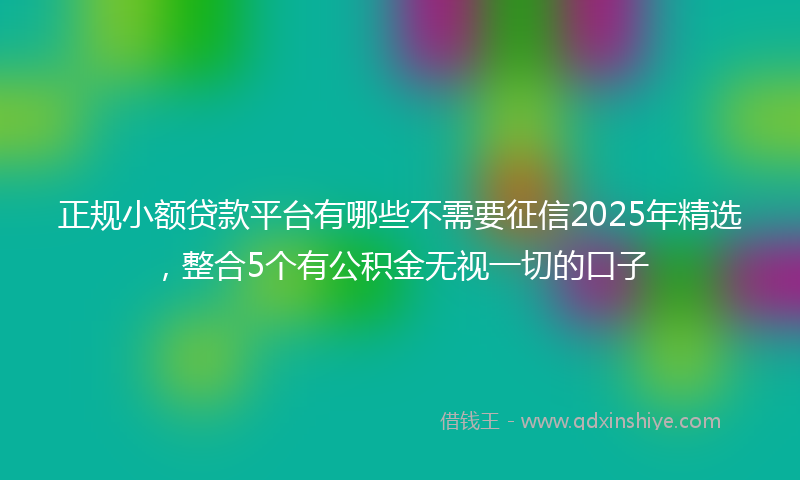 正规小额贷款平台有哪些不需要征信2025年精选，整合5个有公积金无视一切的口子