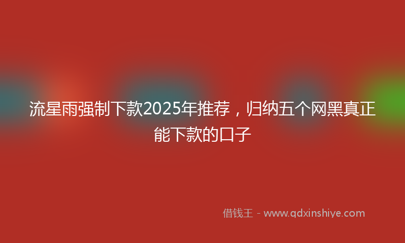 流星雨强制下款2025年推荐，归纳五个网黑真正能下款的口子