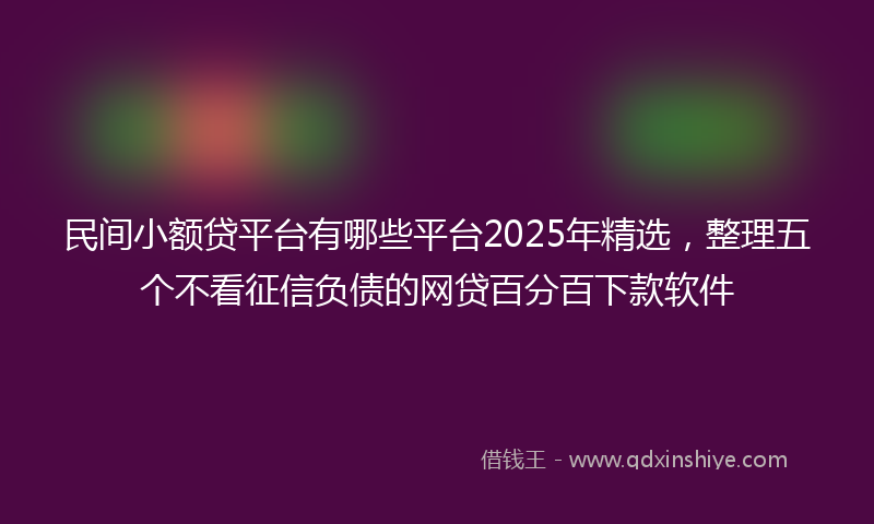 民间小额贷平台有哪些平台2025年精选，整理五个不看征信负债的网贷百分百下款软件