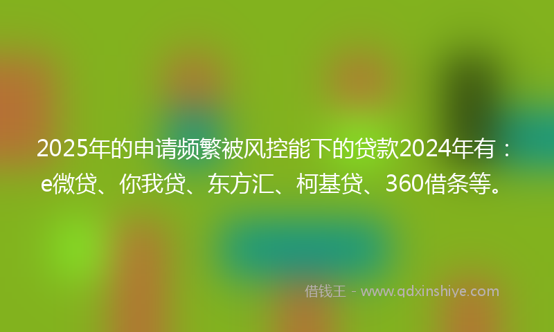 2025年的申请频繁被风控能下的贷款2024年有：e微贷、你我贷、东方汇、柯基贷、360借条等。