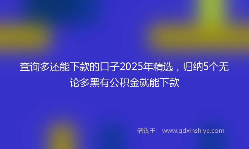 查询多还能下款的口子2025年精选，归纳5个无论多黑有公积金就能下款