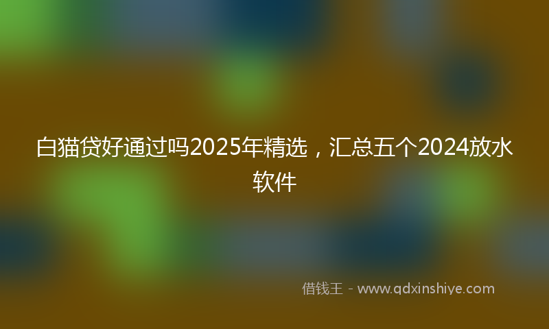 白猫贷好通过吗2025年精选，汇总五个2024放水软件