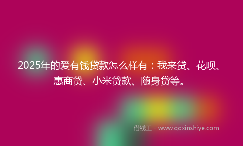 2025年的爱有钱贷款怎么样有：我来贷、花呗、惠商贷、小米贷款、随身贷等。