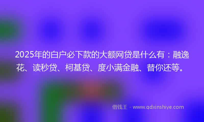 2025年的白户必下款的大额网贷是什么有：融逸花、读秒贷、柯基贷、度小满金融、替你还等。