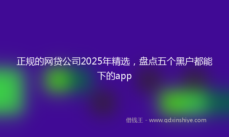 正规的网贷公司2025年精选，盘点五个黑户都能下的app