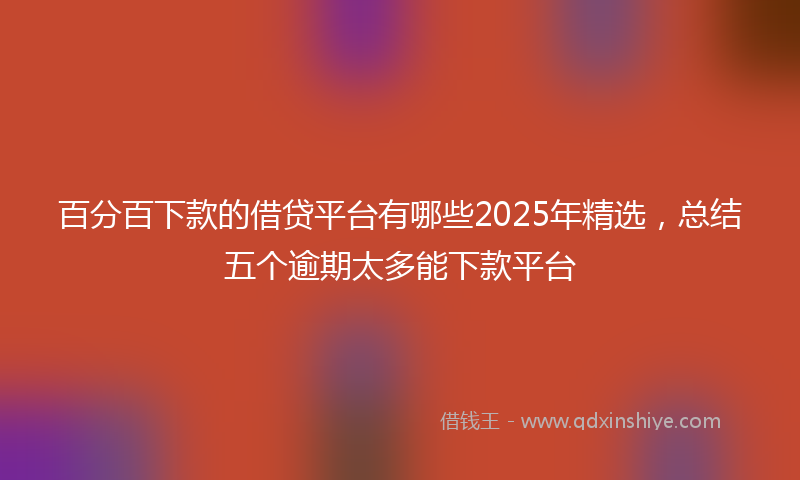 百分百下款的借贷平台有哪些2025年精选,总结五个逾期太多能下款平台
