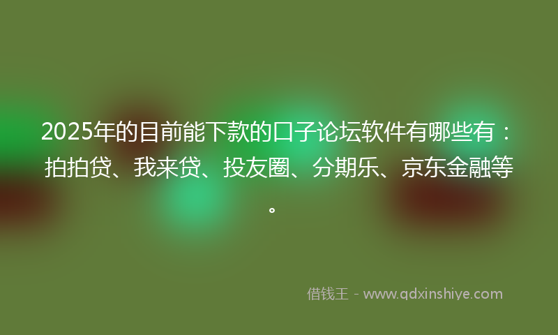 2025年的目前能下款的口子论坛软件有哪些有：拍拍贷、我来贷、投友圈、分期乐、京东金融等。