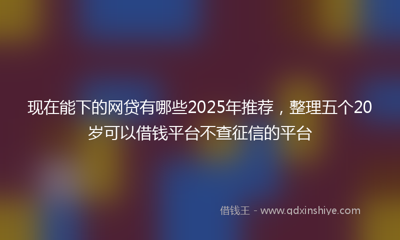 现在能下的网贷有哪些2025年推荐，整理五个20岁可以借钱平台不查征信的平台