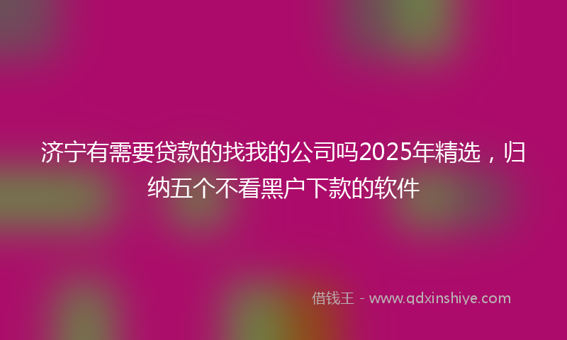 济宁有需要贷款的找我的公司吗2025年精选，归纳五个不看黑户下款的软件