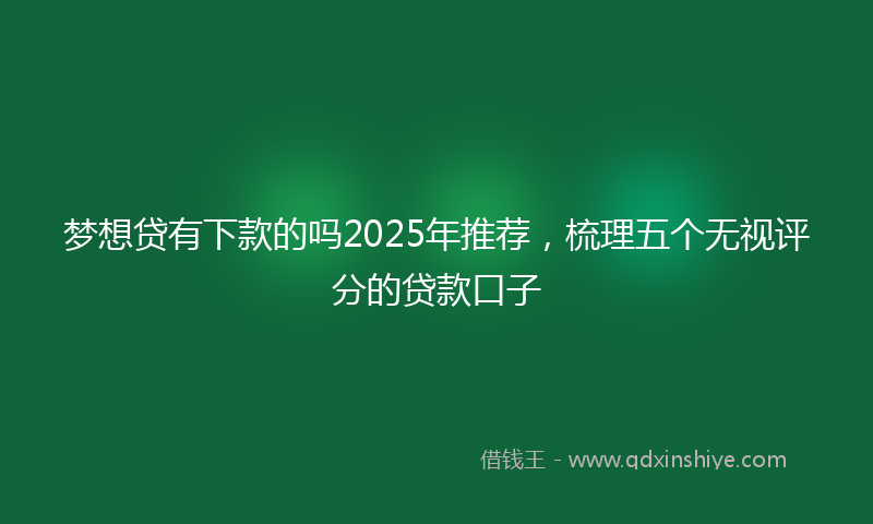 梦想贷有下款的吗2025年推荐，梳理五个无视评分的贷款口子