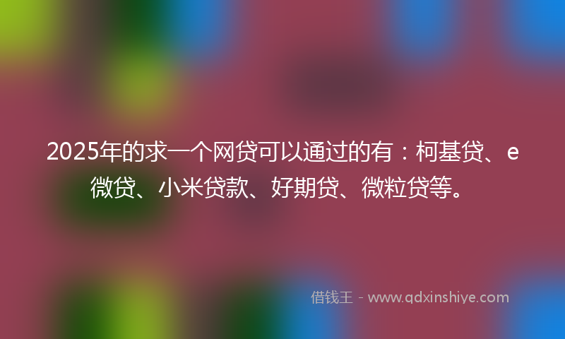 2025年的求一个网贷可以通过的有：柯基贷、e微贷、小米贷款、好期贷、微粒贷等。