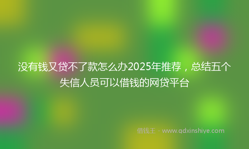 没有钱又贷不了款怎么办2025年推荐，总结五个失信人员可以借钱的网贷平台
