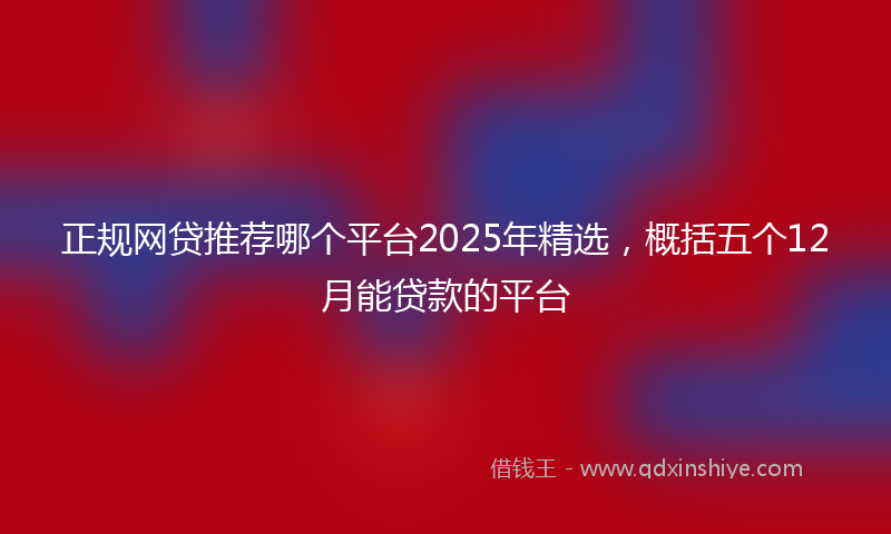 正规网贷推荐哪个平台2025年精选，概括五个12月能贷款的平台