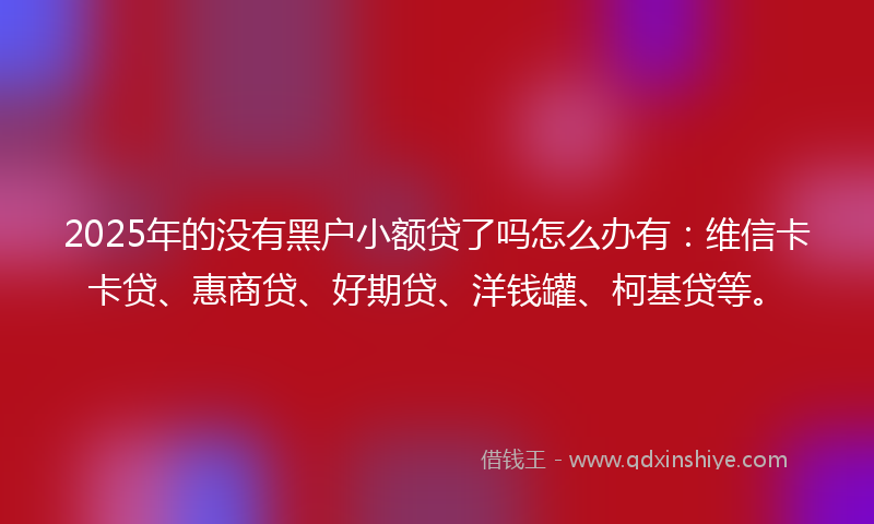 2025年的没有黑户小额贷了吗怎么办有：维信卡卡贷、惠商贷、好期贷、洋钱罐、柯基贷等。