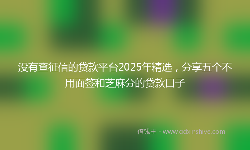 没有查征信的贷款平台2025年精选，分享五个不用面签和芝麻分的贷款口子