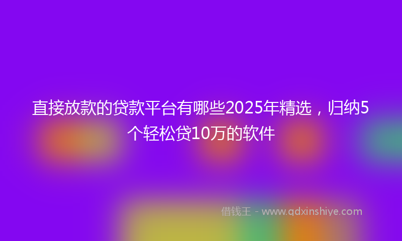 直接放款的贷款平台有哪些2025年精选，归纳5个轻松贷10万的软件