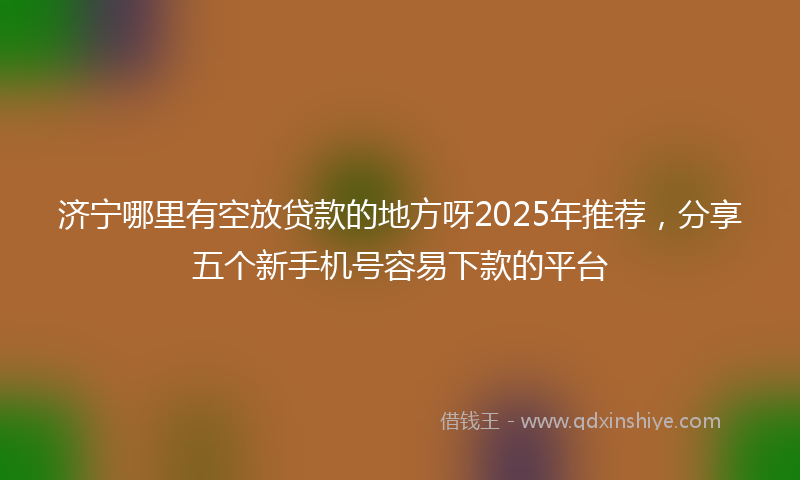 济宁哪里有空放贷款的地方呀2025年推荐，分享五个新手机号容易下款的平台