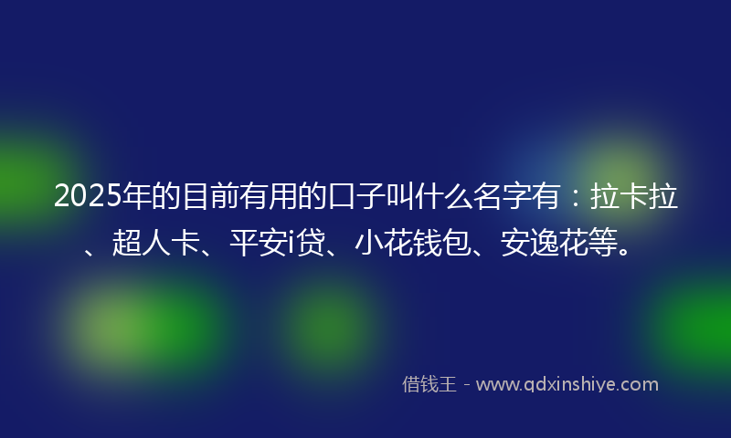 2025年的目前有用的口子叫什么名字有：拉卡拉、超人卡、平安i贷、小花钱包、安逸花等。
