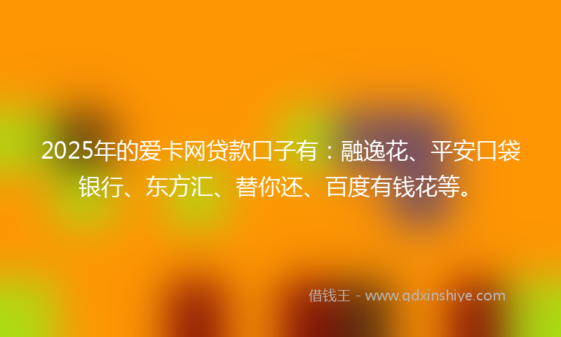 2025年的爱卡网贷款口子有：融逸花、平安口袋银行、东方汇、替你还、百度有钱花等。