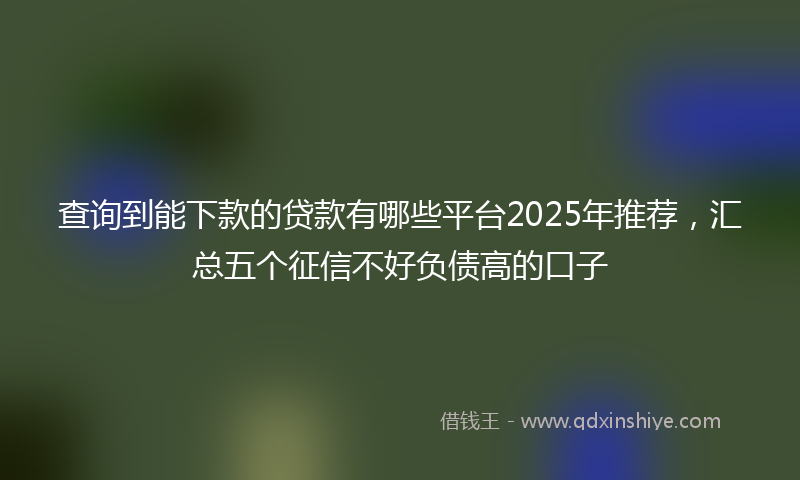 查询到能下款的贷款有哪些平台2025年推荐，汇总五个征信不好负债高的口子