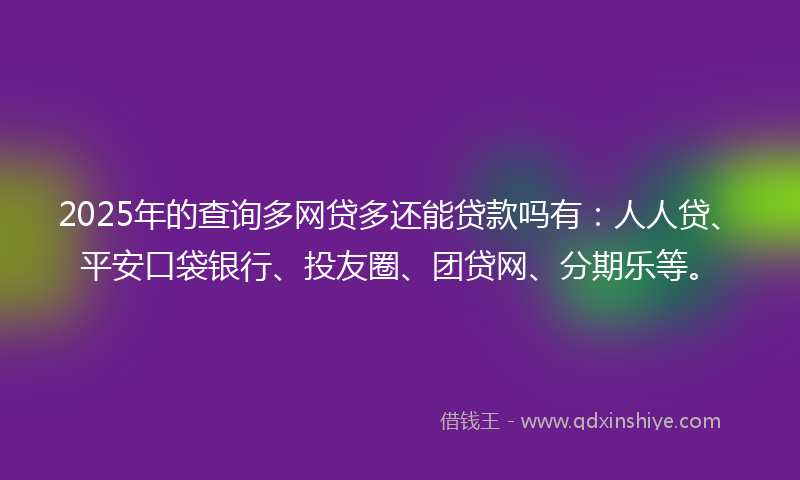 2025年的查询多网贷多还能贷款吗有：人人贷、平安口袋银行、投友圈、团贷网、分期乐等。