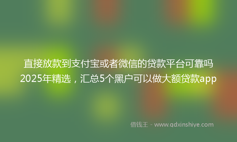 直接放款到支付宝或者微信的贷款平台可靠吗2025年精选，汇总5个黑户可以做大额贷款app