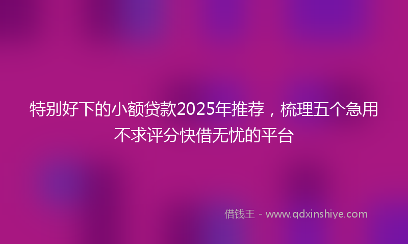 特别好下的小额贷款2025年推荐，梳理五个急用不求评分快借无忧的平台