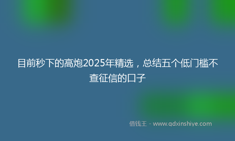 目前秒下的高炮2025年精选，总结五个低门槛不查征信的口子