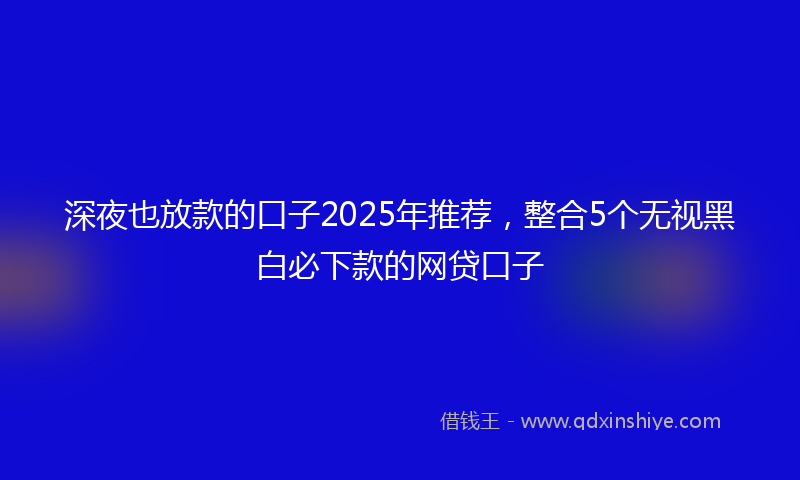 深夜也放款的口子2025年推荐，整合5个无视黑白必下款的网贷口子