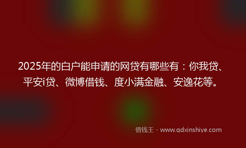 2025年的白户能申请的网贷有哪些有：你我贷、平安i贷、微博借钱、度小满金融、安逸花等。