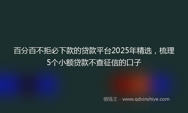 百分百不拒必下款的贷款平台2025年精选，梳理5个小额贷款不查征信的口子