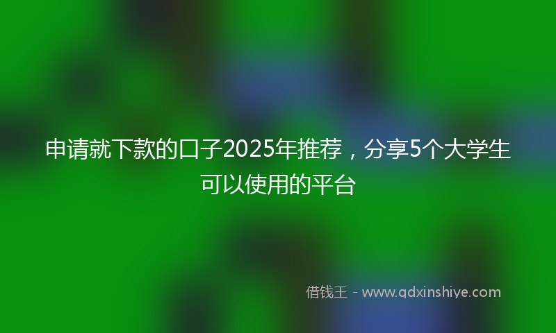 申请就下款的口子2025年推荐，分享5个大学生可以使用的平台