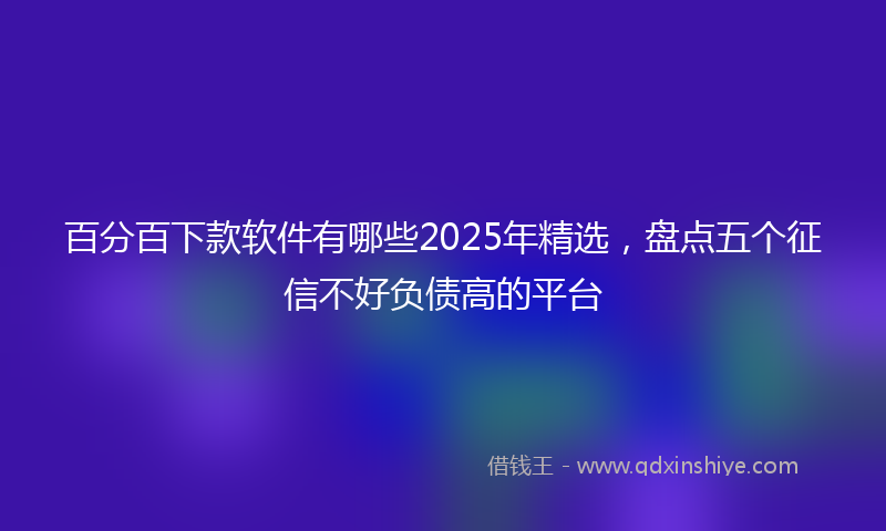 百分百下款软件有哪些2025年精选，盘点五个征信不好负债高的平台