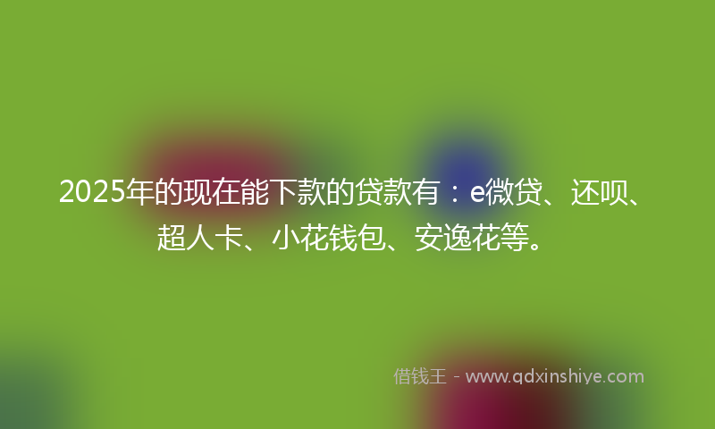 2025年的现在能下款的贷款有：e微贷、还呗、超人卡、小花钱包、安逸花等。