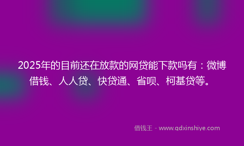 2025年的目前还在放款的网贷能下款吗有：微博借钱、人人贷、快贷通、省呗、柯基贷等。