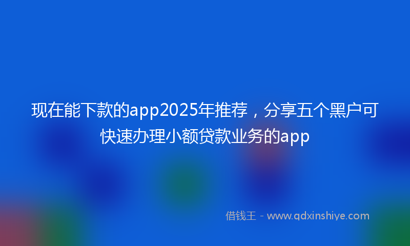 现在能下款的app2025年推荐，分享五个黑户可快速办理小额贷款业务的app
