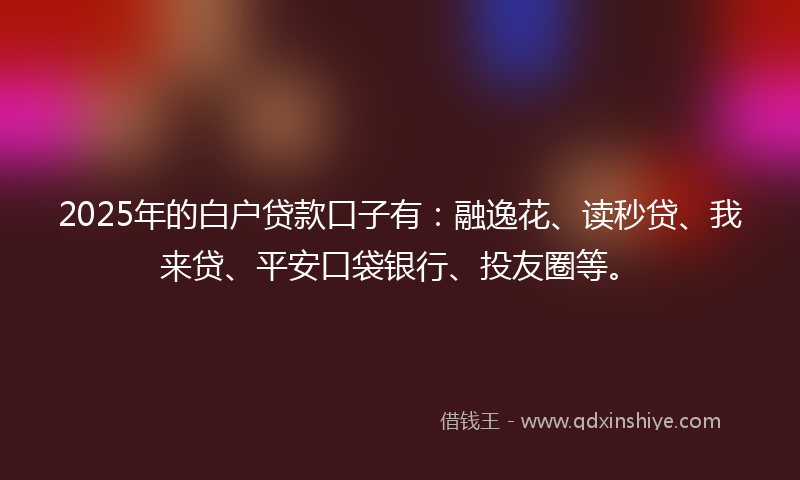 2025年的白户贷款口子有：融逸花、读秒贷、我来贷、平安口袋银行、投友圈等。