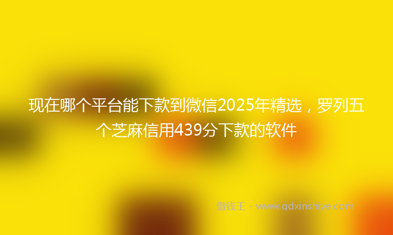 现在哪个平台能下款到微信2025年精选，罗列五个芝麻信用439分下款的软件