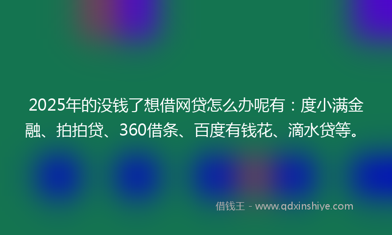 2025年的没钱了想借网贷怎么办呢有：度小满金融、拍拍贷、360借条、百度有钱花、滴水贷等。