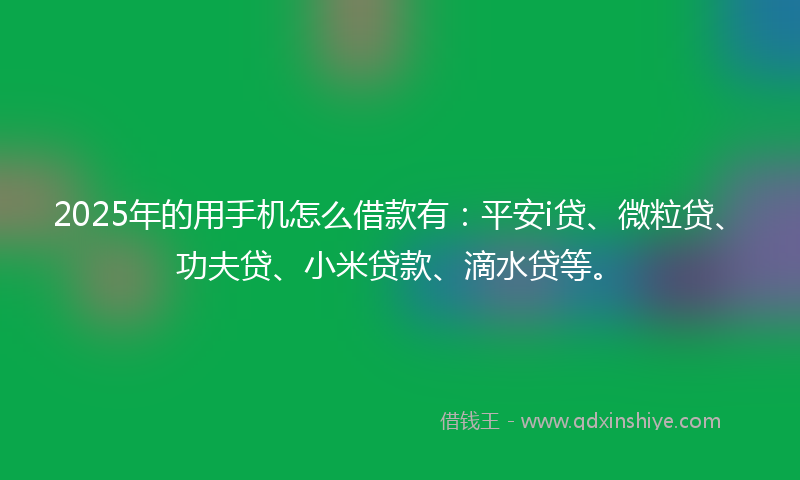 2025年的用手机怎么借款有：平安i贷、微粒贷、功夫贷、小米贷款、滴水贷等。