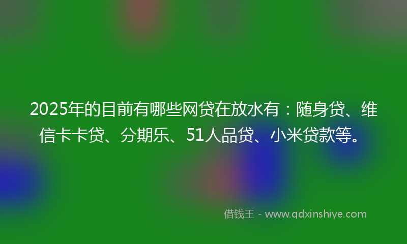 2025年的目前有哪些网贷在放水有：随身贷、维信卡卡贷、分期乐、51人品贷、小米贷款等。