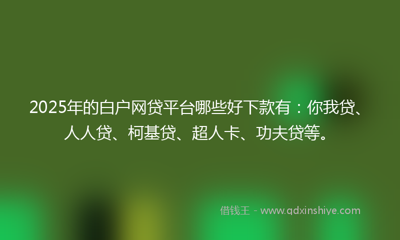 2025年的白户网贷平台哪些好下款有：你我贷、人人贷、柯基贷、超人卡、功夫贷等。